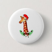 kerstGiraffe Ronde Button 5,7 Cm (Voorkant)