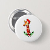 kerstGiraffe Ronde Button 5,7 Cm (Voorkant /achterkant)
