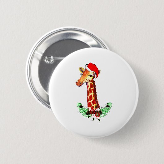 kerstGiraffe Ronde Button 5,7 Cm (Voorkant /achterkant)
