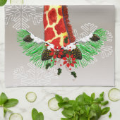 kerstGiraffe Theedoek (Gevouwen)