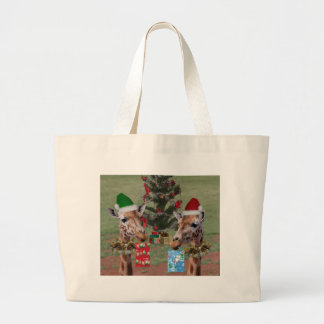 kerstGiraffes Grote Tote Bag