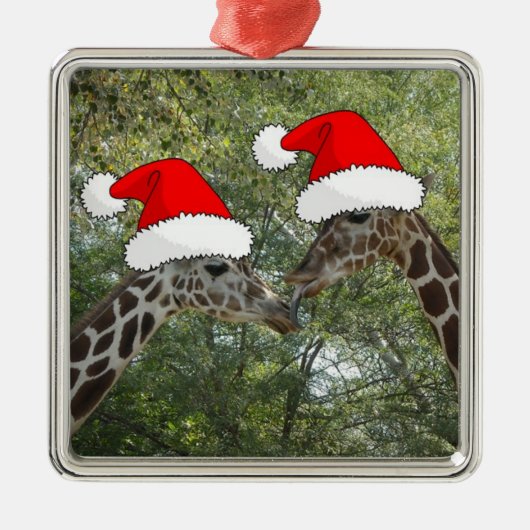 kerstGiraffes Metalen Ornament (Voorkant)