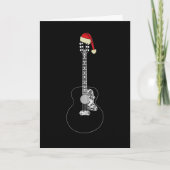 Kerstgitaar coole minimalistisch zwart-wit kaart (Voorkant)