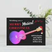Kerstgitaar Dragen van een kerstmuts Feestdagenkaart (Staand voorkant)