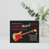 Kerstgitaar Dragen van een kerstmuts Feestdagenkaart (Staand voorkant)
