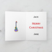 Kerstgitaar Dragen van een kerstmuts Kaart (Binnen)