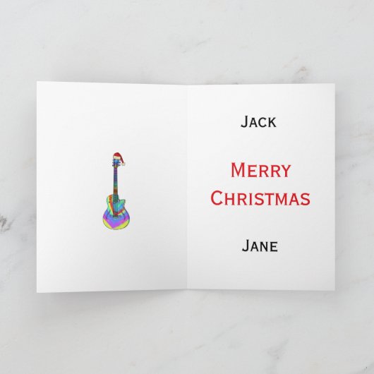 Kerstgitaar Dragen van een kerstmuts Kaart (Binnen)