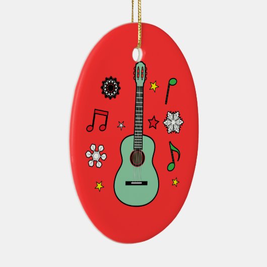 kerstgitaar keramisch ornament (Rechts)