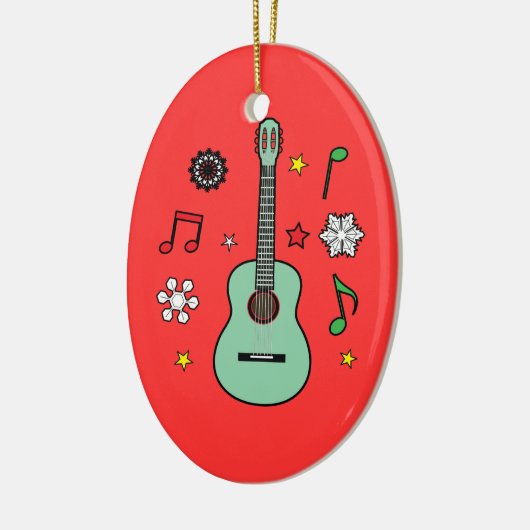 kerstgitaar keramisch ornament (Links)