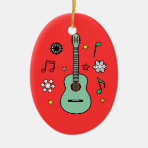 kerstgitaar keramisch ornament