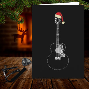 Kerstgitaar koel minimalistisch zwart en wit kaart