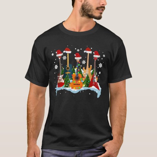 Kerstgitaarboom Funny Guitarist Kerstmis T-shirt (Voorkant)