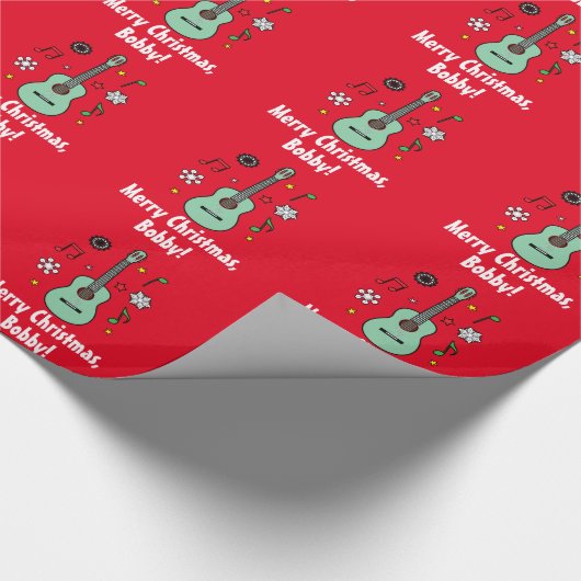 Kerstgitaarnaam cadeaupapier (Hoek)