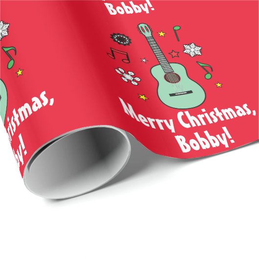 Kerstgitaarnaam  cadeaupapier (Rol Hoek)