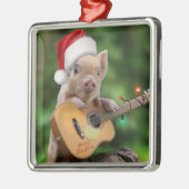 kerstgitaarvarken metalen ornament (Links)