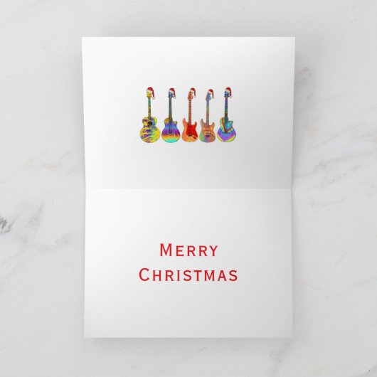 Kerstgitaren Merry and Bright Feestdagen Kaart (Binnen)