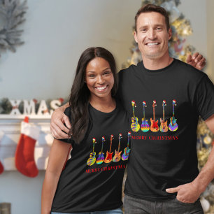 Kerstgitaren met kerstmutsen t-shirt