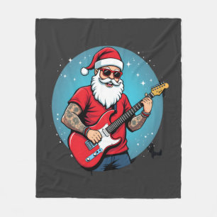 Kerstgitarist Rockmuziek Kerstmis (1) Fleece Deken