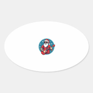 Kerstgitarist Rockmuziek Kerstmis (1) Ovale Sticker