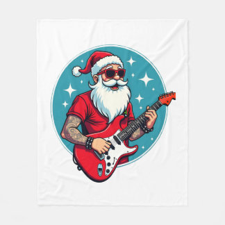 Kerstgitarist  Rockmuziek Kerstmis Fleece Deken