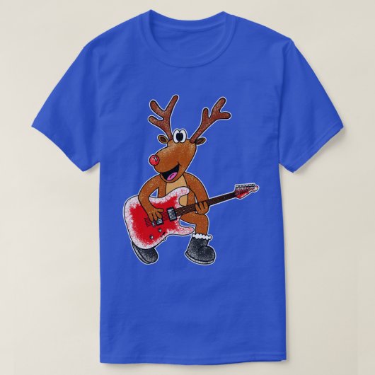 Kerstgitarist Rudolf de rendieren elektrische G T-shirt (Design voorkant)