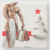 Kerstgladde cadeaus sexy roodster stenen onderzetter (Voorkant)