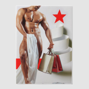 Kerstgladde cadeaus sexy roodster vellum uitnodigingen