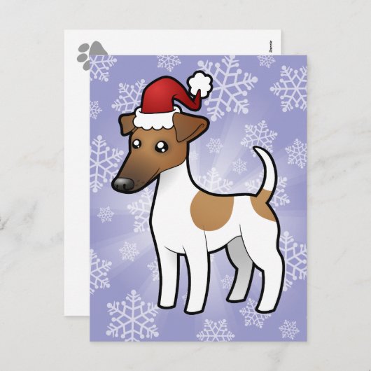 Kerstgladde Fox Terrier Feestdagenkaart (Voorkant / Achterkant)