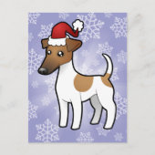 Kerstgladde Fox Terrier Feestdagenkaart (Voorkant)