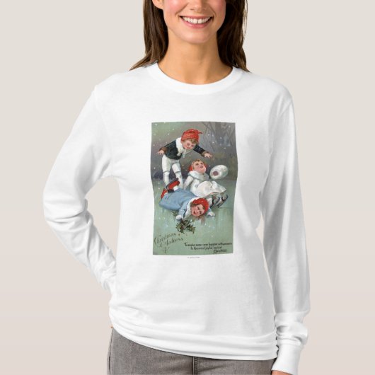 KerstgladnessIce Skating Kinder Collapse T-shirt (Voorkant)