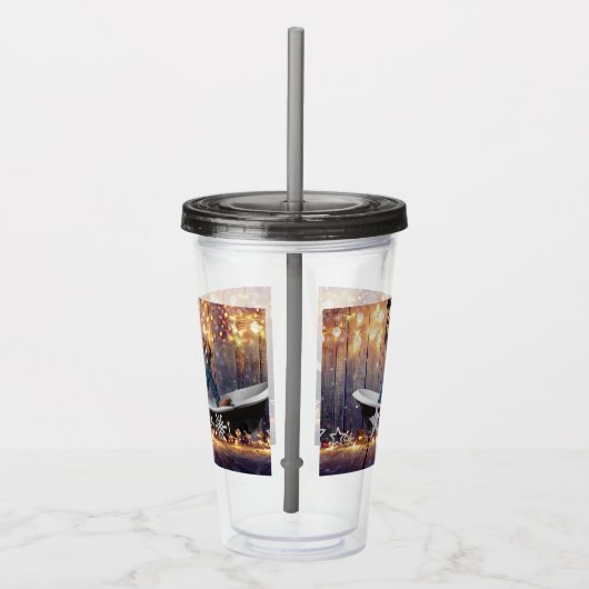 Kerstglady Joe Silver Gold sterren licht nat Acryl Drinkbeker (Rechts)