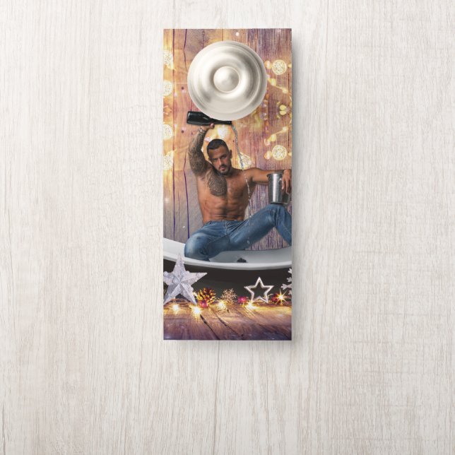 Kerstglady Joe Silver Gold sterren licht nat Deurhanger (Op knop)