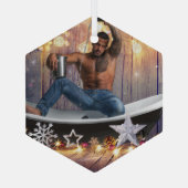 Kerstglady Joe Silver Gold sterren licht nat Glas Ornament (Achterkant)