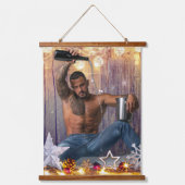 Kerstglady Joe Silver Gold sterren licht nat Hangend Wandkleed (Voorkant)