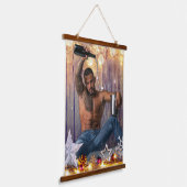 Kerstglady Joe Silver Gold sterren licht nat Hangend Wandkleed (Gebogen)