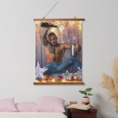 Kerstglady Joe Silver Gold sterren licht nat Hangend Wandkleed (Slaapkamer)