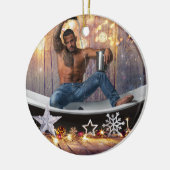 Kerstglady Joe Silver Gold sterren licht nat Keramisch Ornament (Links)