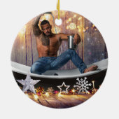 Kerstglady Joe Silver Gold sterren licht nat Keramisch Ornament (Achterkant)