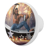 Kerstglady Joe Silver Gold sterren licht nat Keramische Knop (Rechts)