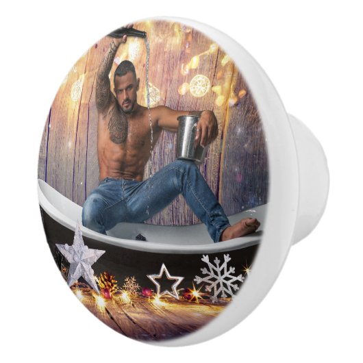 Kerstglady Joe Silver Gold sterren licht nat Keramische Knop (Rechts)