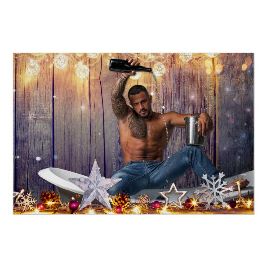 Kerstglady Joe Silver Gold sterren licht nat Perfect Poster (Voorkant)