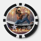 Kerstglady Joe Silver Gold sterren licht nat Poker Chips (Voorkant)