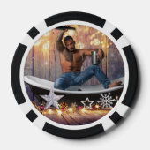 Kerstglady Joe Silver Gold sterren licht nat Poker Chips (Achterkant)