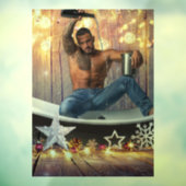 Kerstglady Joe Silver Gold sterren licht nat Raamsticker (Vel 3)