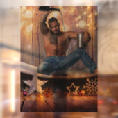 Kerstglady Joe Silver Gold sterren licht nat Raamsticker (Vel 2)