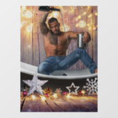 Kerstglady Joe Silver Gold sterren licht nat Raamsticker (Vel)