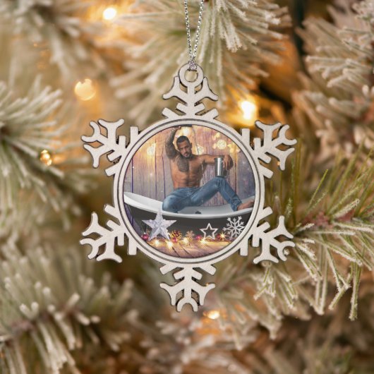 Kerstglady Joe Silver Gold sterren licht nat Tin Sneeuwvlok Ornament (Boom)