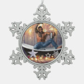 Kerstglady Joe Silver Gold sterren licht nat Tin Sneeuwvlok Ornament (Voorkant)