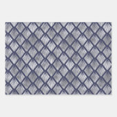Kerstglam Snowflake Pattern Blue Silver Inpakpapier Vel (Voorkant 2)