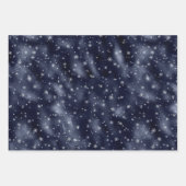 Kerstglam Snowflake Pattern Blue Silver Inpakpapier Vel (Voorkant)